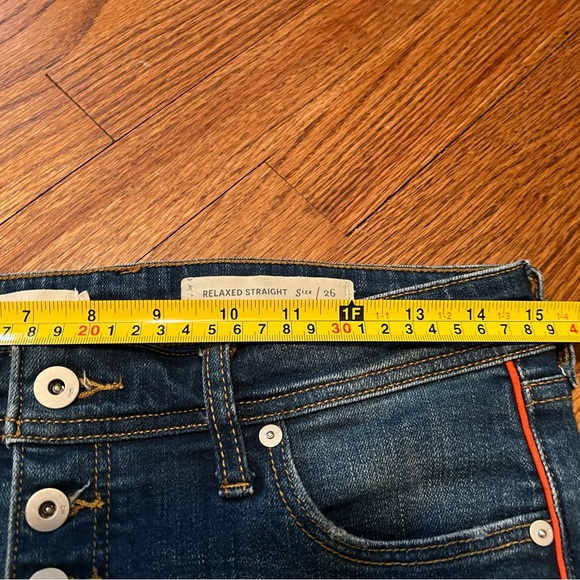 Pilcro Anthropologie Relaxed Straight Jeans with Red Side Stripe sz 26 - Picture 10 of 13